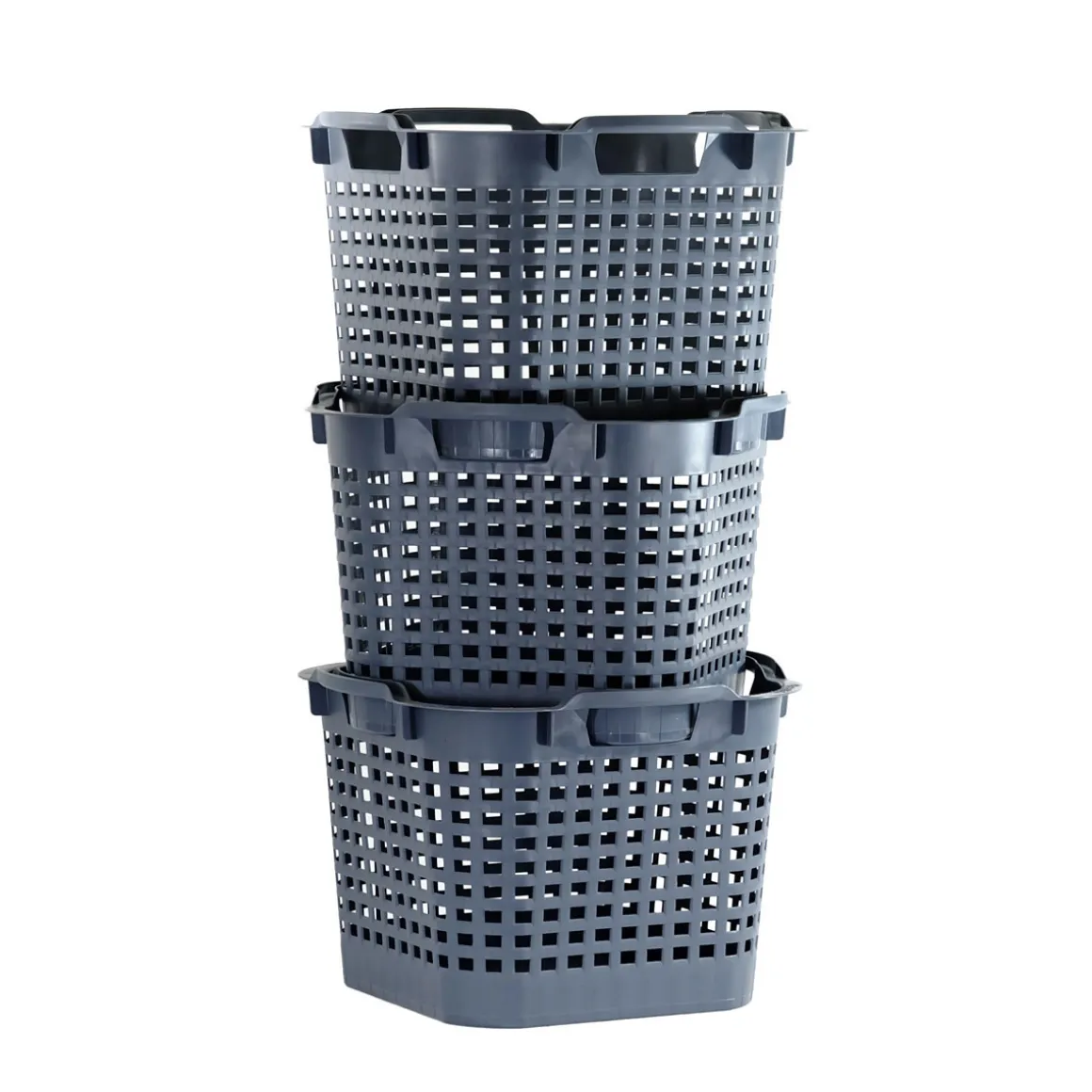 GreenLife Uni-Korb 25 kg, 3 Stück, drehstapelbar, grau