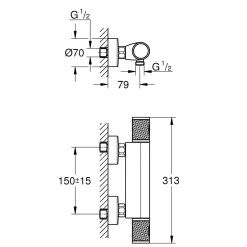 Grohe Brausethermostat Precision Feel chrom 31,3 cm