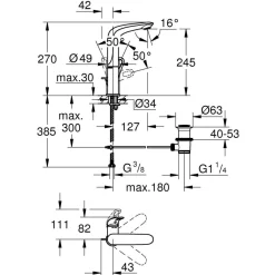 Grohe Einhand-Waschtischbatterie Eurostyle L-Size Hebel offen