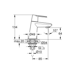 Grohe Standventil Eurodisc Cosmopolitan chrom Durchmesser 4,9 x 13,4 cm