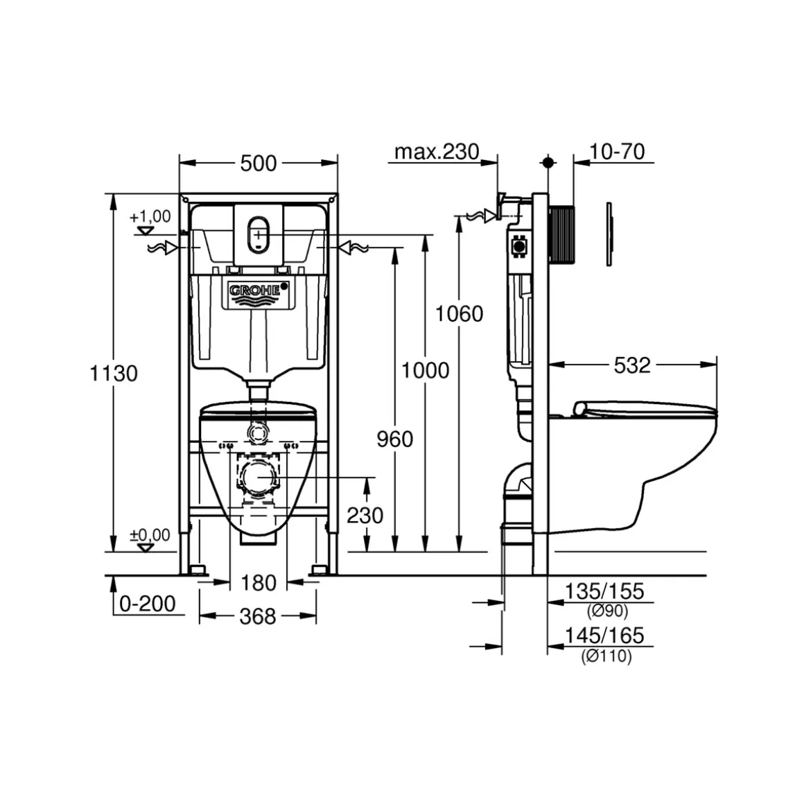 Grohe Wand-WC Komplett-Set Solido 5in1 inkl Befestigungsmaterial