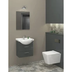 Gäste Waschbeckenunterschrank Mika, anthrazit, inkl. Keramikbecken, 2 Auszüge, B51cm