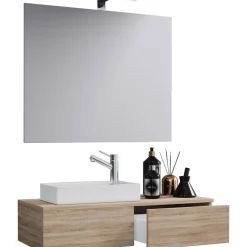 Gäste Waschplatz Gudas 3-teilig mit Spiegel Sonoma-Eiche