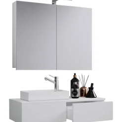 Gäste-Waschplatz Gudas 3-teilig mit Spiegelschrank weiß