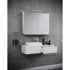 Gäste-Waschplatz Gudas 3-teilig mit Spiegelschrank weiß