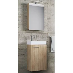 Gäste-Waschplatz Slito mit Spiegelschrank inkl Beleuchtung Sonoma-Eiche