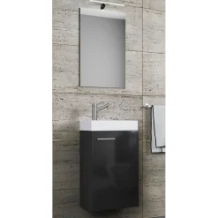 Gäste-Waschplatz Slito mit Spiegel inkl Beleuchtung schwarz