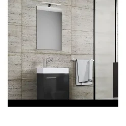 Gäste-Waschplatz Slito mit Spiegel inkl Beleuchtung schwarz