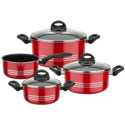 GSW Kochtopf-Set Milano Color 4-tlg. rot Glasdeckel