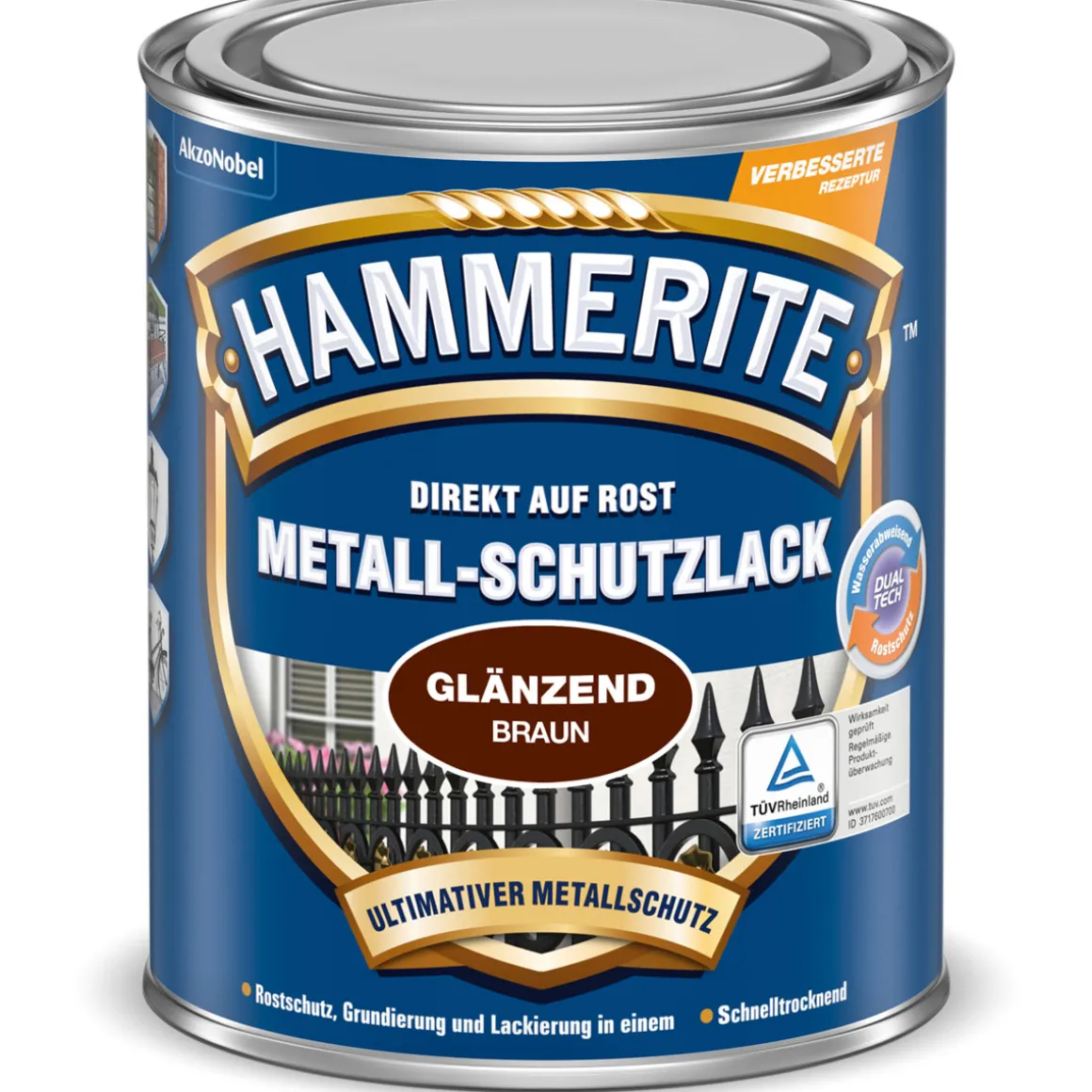 Hammerite Metallschutzlack braun glänzend 2,5 L