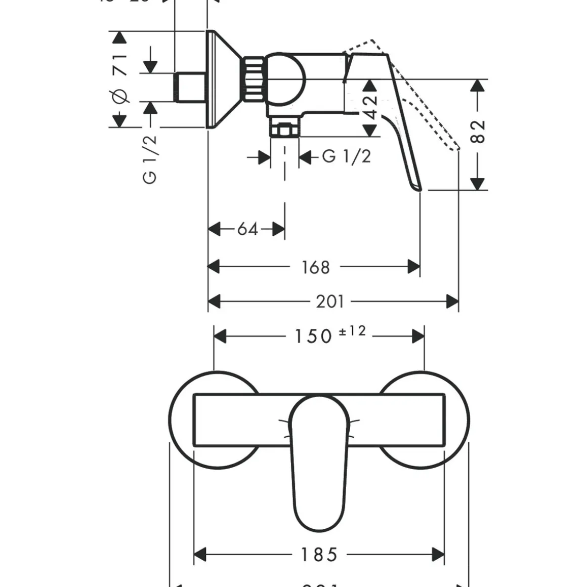Hansgrohe Einhebel-Brausemischer Focus Aufputz chrom