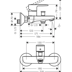 Hansgrohe Einhebel-Wannenmischer Vernis Blend Aufputz chrom