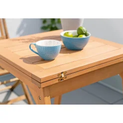 Haveson Balkontisch Rhodos 60-120 x 74 x 60 cm Eukalyptusholz