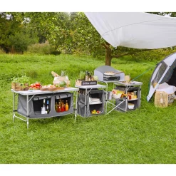Haveson Camping-Tisch mit Ablagefächern
