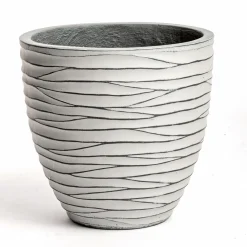 Haveson Pflanzgefäß Big Groove rund Durchmesser 40 x 37 cm Light cement