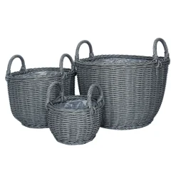 Haveson Pflanzkorb Salix M Durchmesser 31 x 32 cm dunklegrau