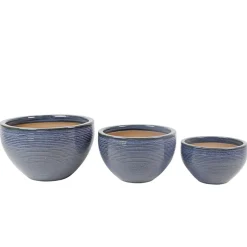 Haveson Pflanzschale Feine Rille 35 x 22 cm grauglasiert