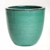 Haveson Pflanztopf Feine Rille türkis glasiert Durchmesser 22 x 22 cm