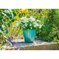 Haveson Pflanztopf Feine Rille türkis glasiert Durchmesser 22 x 22 cm