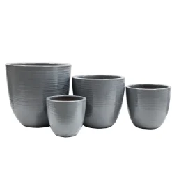 Haveson Pflanztopf Feine Rille 22 x 22 cm grau glasiert