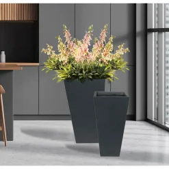 Haveson Pflanztopf Terrazzo konisch-eckig 42 x 42 x 75 cm