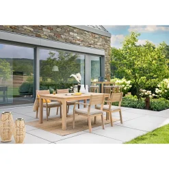 Haveson Stapelsessel Mykonos Akazienholz 58 x 84 x 58 cm hellgrau