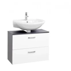 HELD Unterbeckenschrank 70 graphitgrau- Weiß Hochglanz 1Klappe 1Auszug