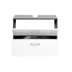 HELD Unterbeckenschrank 70 graphitgrau- Weiß Hochglanz 1Klappe 1Auszug