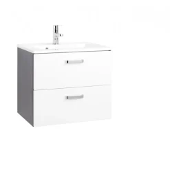 HELD Waschtisch 60 graphitgrau- Weiß Hochglanz 2 Auszüge