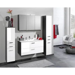 HELD Waschtisch 100 graphitgrau-weiß Hochglanz 2 Auszüge