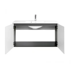 HELD Waschtisch 100 graphitgrau-weiß Hochglanz 2 Türen