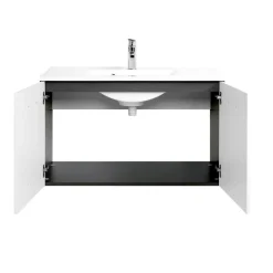 HELD Waschtisch 90 graphitgrau-weiß Hochglanz 2 Türen