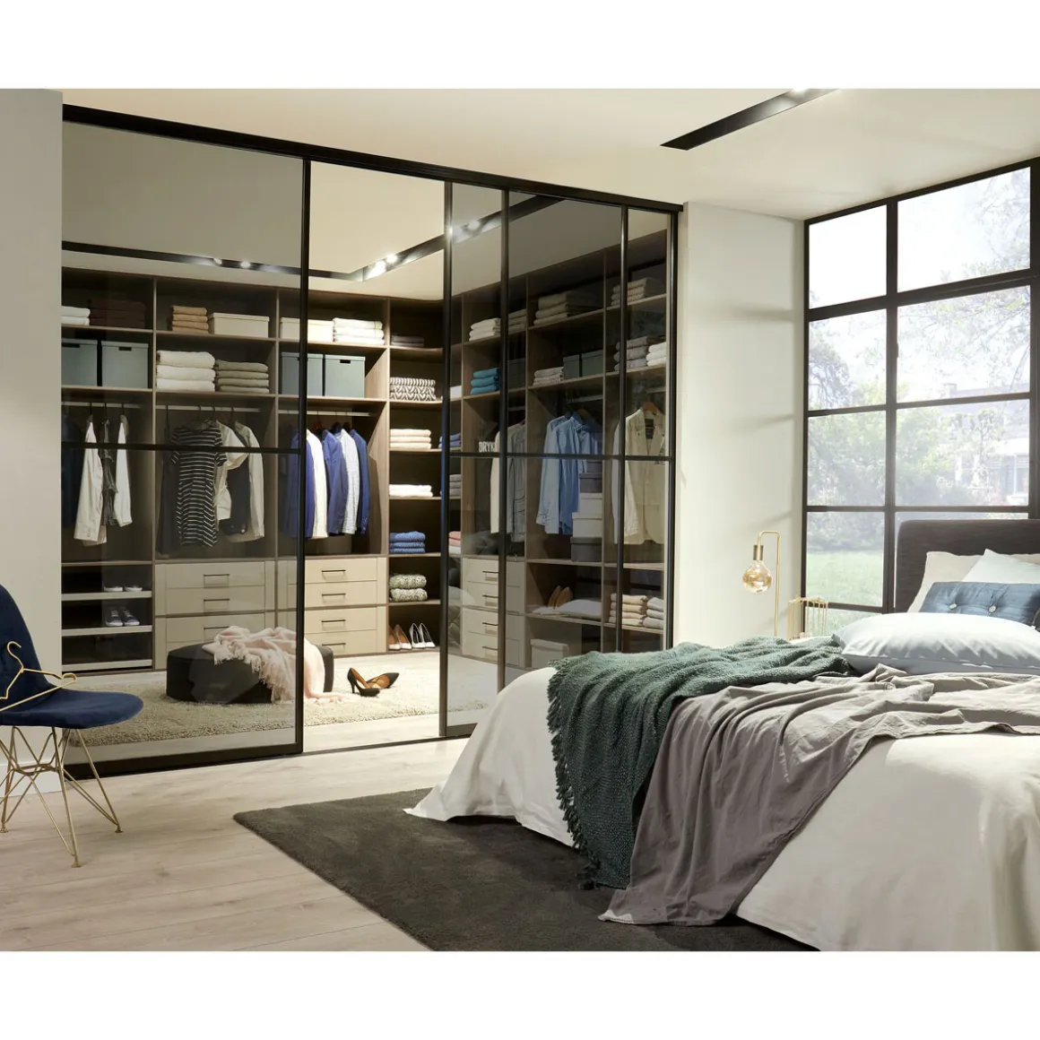 Hibitaro Studio-Schiebetür mit Aluminiumrahmen auf Maß als Schrank- / Nischentür