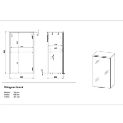 Hängeschrank 39 x 69 x 27 cm graphit/weiß