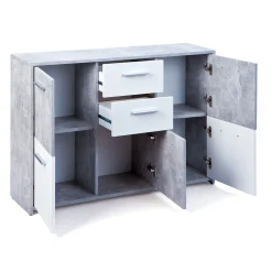 Inter Link FSC Kommode „Flavius“, Beton-weiß, 115x77x30 cm