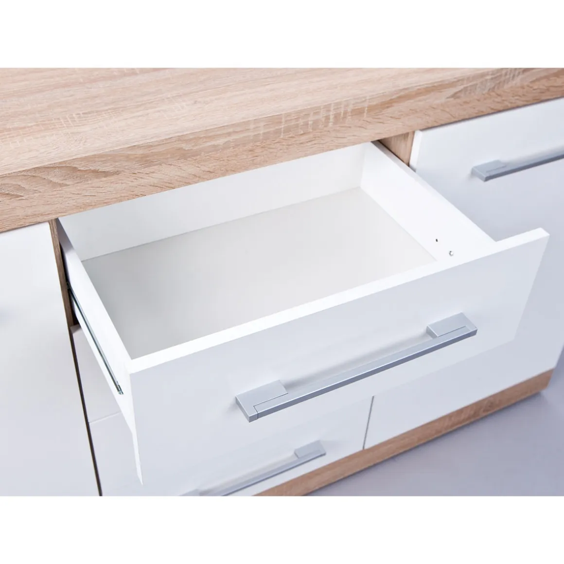 Inter Link Kommode „Lublin Typ 4“, Eiche Sonoma, weiß, 155x87x40 cm