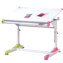 Inter Link Schüler-Schreibtisch „2 Colorido“, weiß Pink-Grün, 100x84x55 cm