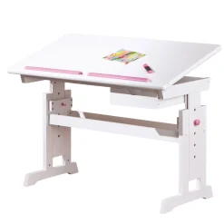 Inter Link Schreibtisch „Baru“, mit Schublade, rosa weiß, 109x90x55 cm