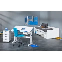 Inter Link Schreibtisch „Baru“, mit Schublade, rosa weiß, 109x90x55 cm