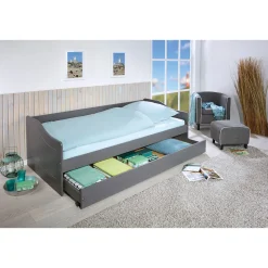 Inter Link Sofabett „Malte“, 90x200 cm, grau, inkl. Funktions-Schublade
