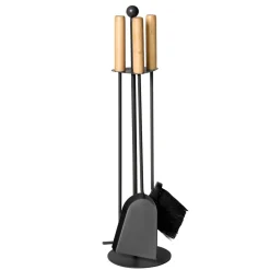 Kaminbesteck mit Holzgriffen