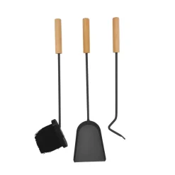 Kaminbesteck mit Holzgriffen