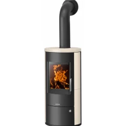 Kaminofen Austin 5 5kW Stahl sw.Kalkstein Cream Anschl. oben 150mm