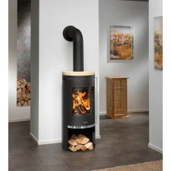 Kaminofen Faro 2.0 Stahl schwarzSandstein