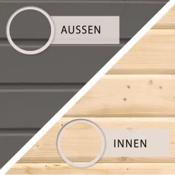 Karibu Blockbohlenhaus Theres 3 terragrau mit Dachausbauelement