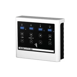 Karibu Saunahaus- Set „Mikka“ terragrau mit Ofen 9 kW Bio ext. Steuerung