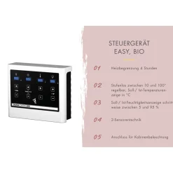 Karibu Saunahaus- Set „Mikka“ terragrau mit Ofen 9 kW Bio ext. Steuerung