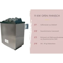 Karibu Saunahaus- Set „Mikka“ terragrau mit Ofen 9 kW ext. Steuerung