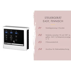Karibu Saunahaus- Set „Mikka“ terragrau mit Ofen 9 kW ext. Steuerung