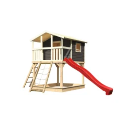 Karibu Stelzenhaus Benjamin natur inkl Rutsche rot und Netzrampe